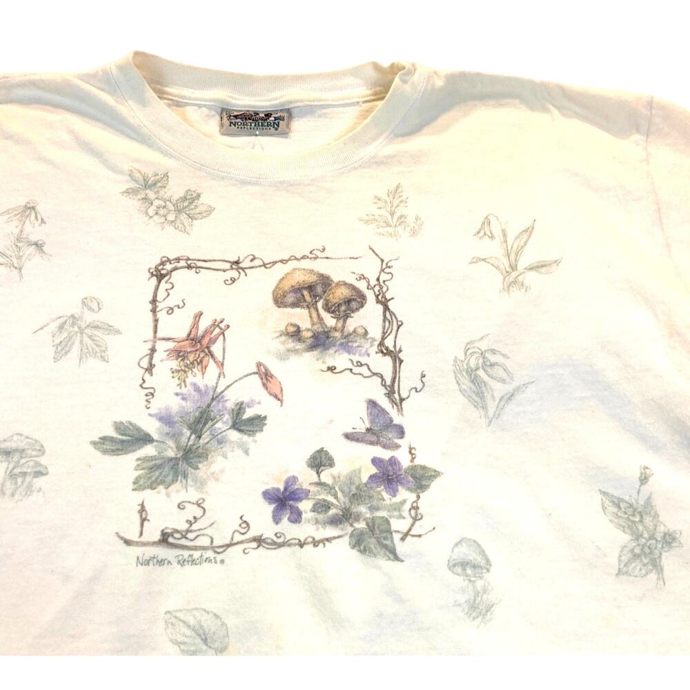 Northern Reflections T-Shirt All-Over Print Mushrooms Floral